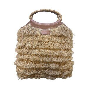 Kate Spade New York Raffia Fringe Tote w/Bamboo Handles & Satin Lined Interior
